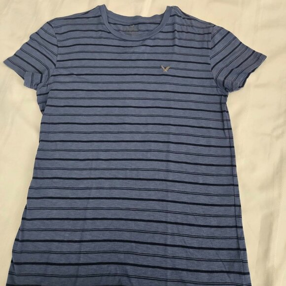 Men's Size Small American Eagle Outfitters Blue Stripped Short Sleeve Pullover - Picture 1 of 9